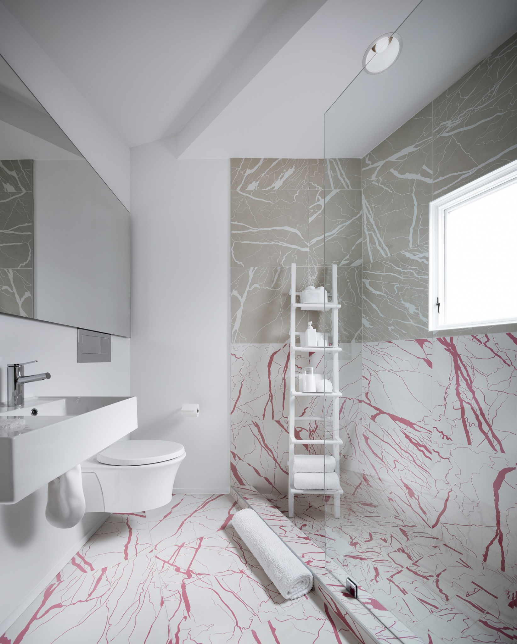 Bathroom with patterned tile